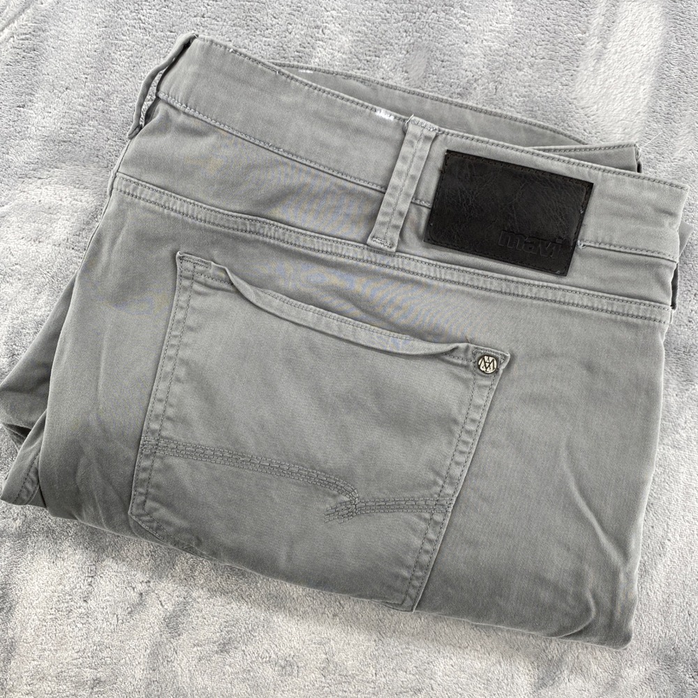 Mavi Zach Straight Leg Grey Pants Mens 46x30 Cotton Stretch Twill Regular Rise